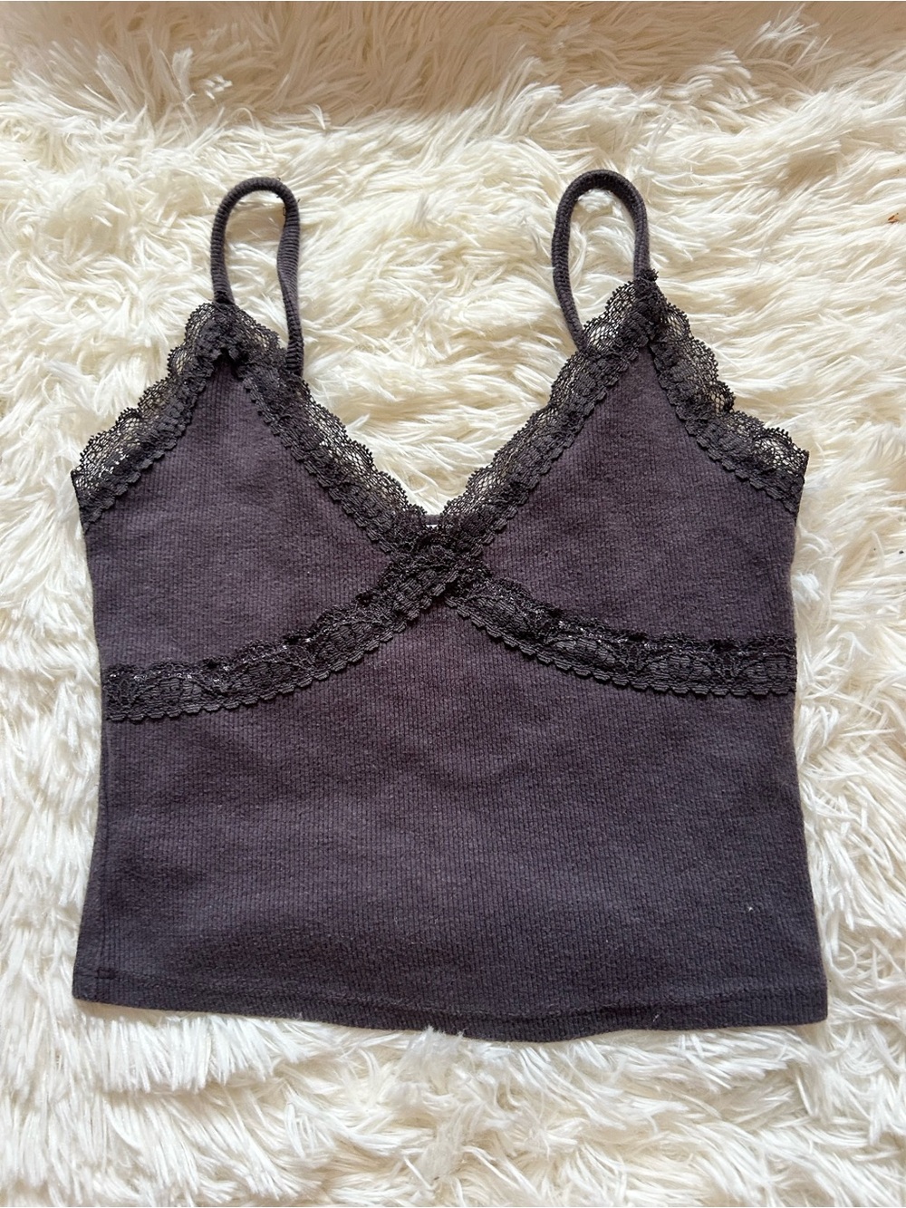 Garage Black Lace-Trim Camisole